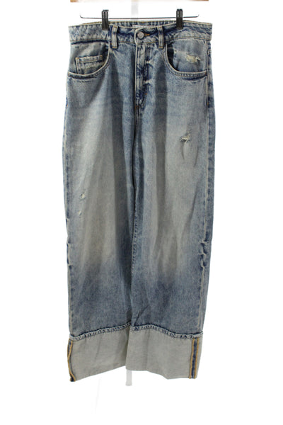 Icon Denim Womens Wide-Leg Mid Rise Jeans Blue Size 28