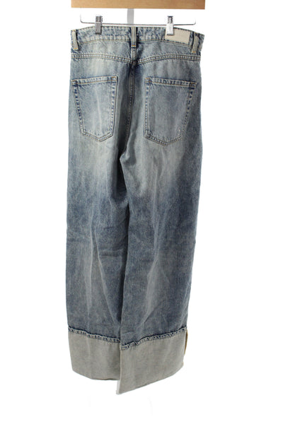 Icon Denim Womens Wide-Leg Mid Rise Jeans Blue Size 28