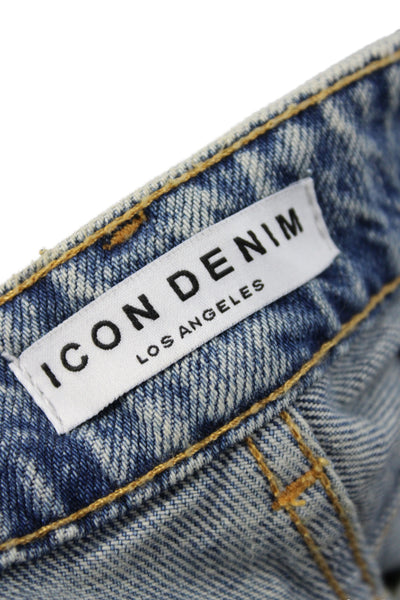 Icon Denim Womens Wide-Leg Mid Rise Jeans Blue Size 28