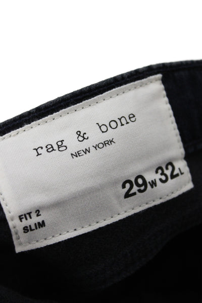 Rag & Bone Mens Slim Black Jeans Button Fly 32in Inseam Cotton Size 29