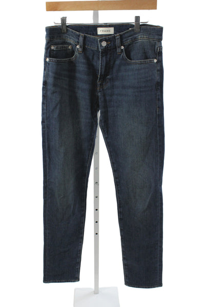 Frame Mens Straight Jeans Blue Cotton Button Size 29