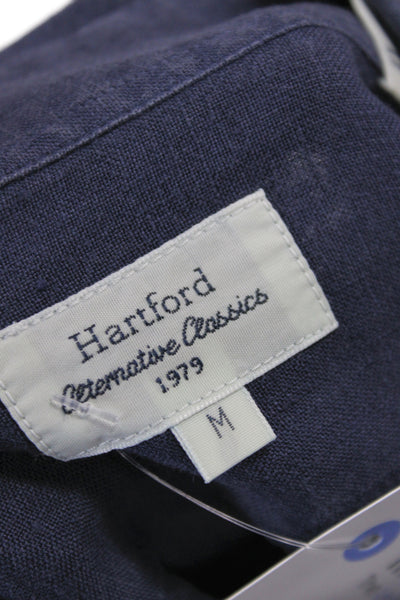 Hartford Men's Long Sleeves Button Down Shirt Navy Blue Size M
