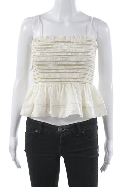 Veronica Beard Women Ivory Striped Square Neck Sleeveless Camisole Size S
