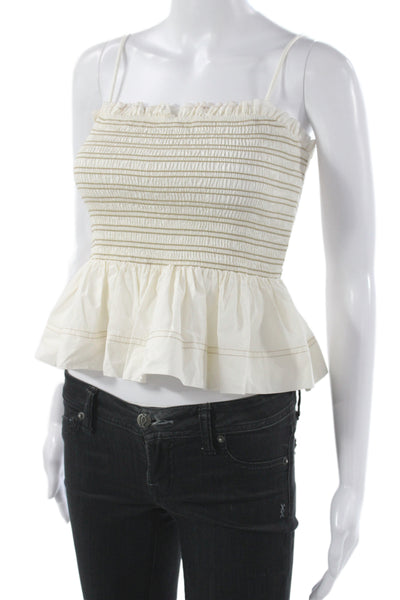 Veronica Beard Women Ivory Striped Square Neck Sleeveless Camisole Size S