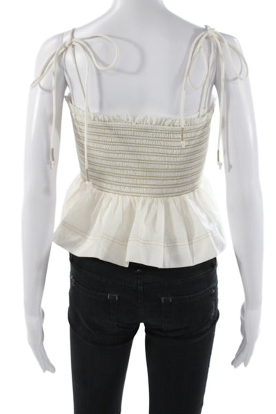 Veronica Beard Women Ivory Striped Square Neck Sleeveless Camisole Size S