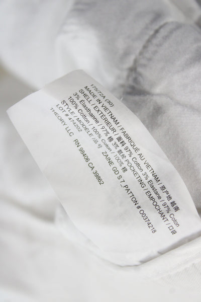 Theory Mens Chino Pants White Button Closure Size 30