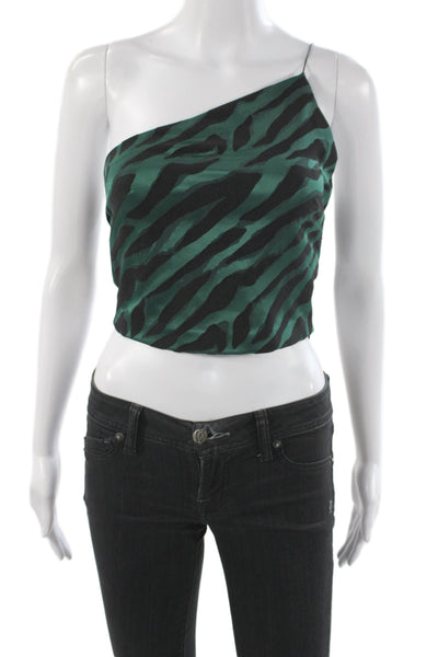 Bec & Bridge Women One Shoulder Camisole Animal Print Black Zip Size 2