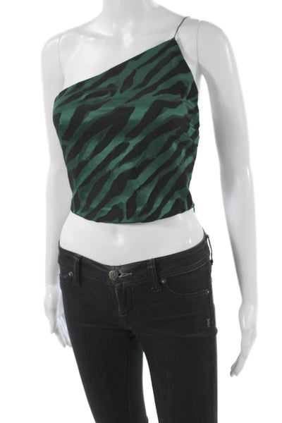 Bec & Bridge Women One Shoulder Camisole Animal Print Black Zip Size 2