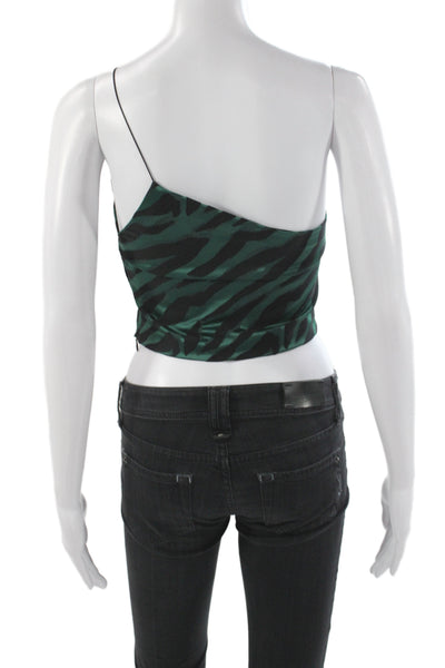 Bec & Bridge Women One Shoulder Camisole Animal Print Black Zip Size 2