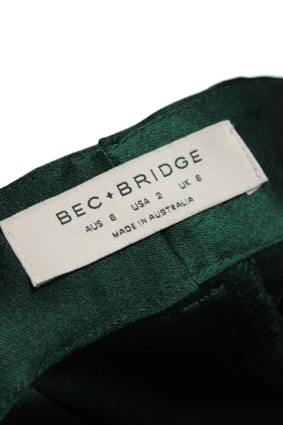 Bec & Bridge Womens Green Dress Pants Button Closure Size 2