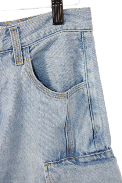 Agolde Women Cargo Wide Leg High Rise Blue Cotton Jeans Size 23