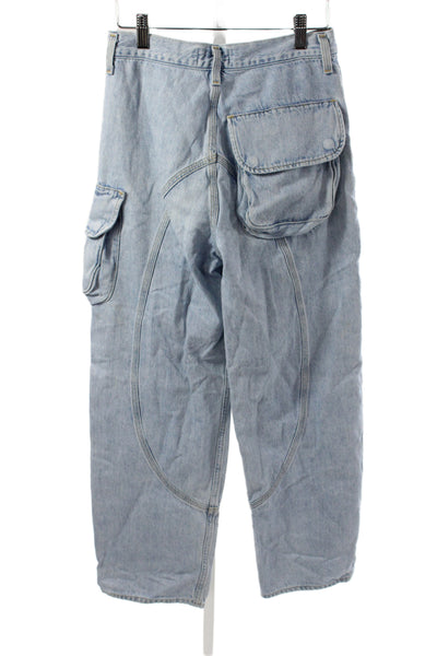 Agolde Women Cargo Wide Leg High Rise Blue Cotton Jeans Size 23