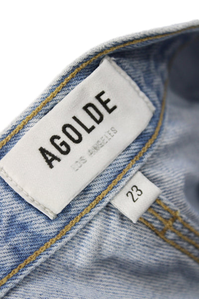 Agolde Women Cargo Wide Leg High Rise Blue Cotton Jeans Size 23