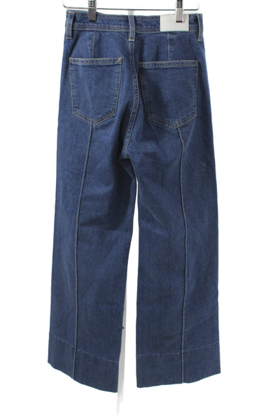 Pistola Womens Wide Leg Blue High Rise Cotton Jeans Button Size 24