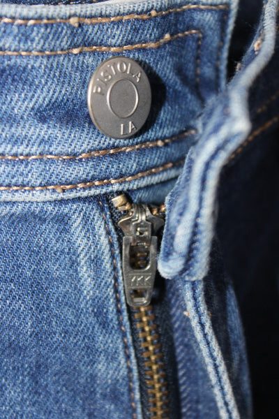 Pistola Womens Wide Leg Blue High Rise Cotton Jeans Button Size 24