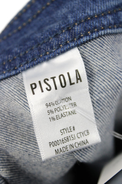 Pistola Womens Wide Leg Blue High Rise Cotton Jeans Button Size 24