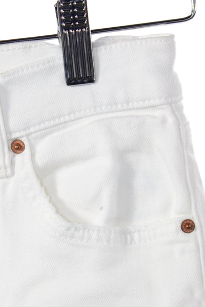 Grlfrnd Womens White High Rise Skinny Jeans Button Fly Inseam 24 Size 24