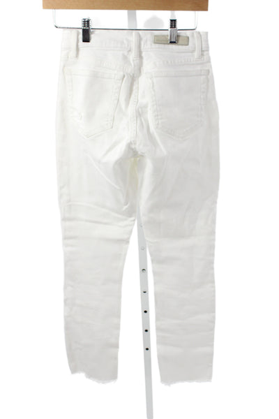 Grlfrnd Womens White High Rise Skinny Jeans Button Fly Inseam 24 Size 24
