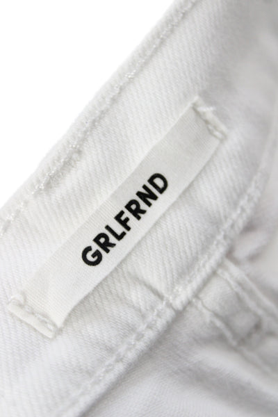Grlfrnd Womens White High Rise Skinny Jeans Button Fly Inseam 24 Size 24