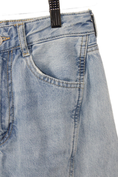 Zara Women High Rise Wide Leg Jeans Blue 100% Cotton Button Size 0
