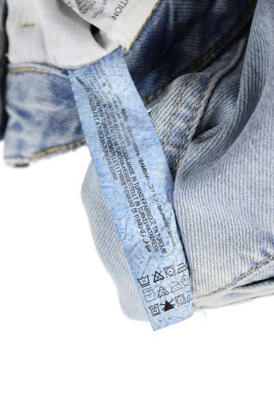 Zara Women High Rise Wide Leg Jeans Blue 100% Cotton Button Size 0