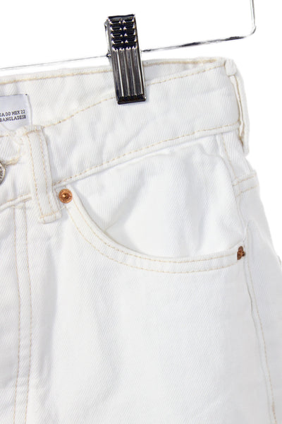 Zara Womens Mom Jeans High Rise White Button Size 00