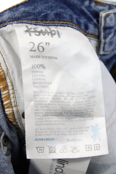 Ksubi Womens Straight High Rise Blue Jeans Button Fly 28 Inseam Size 26