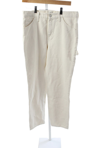 J Crew Women Ivory Straight Carpenter Jeans High Rise Tall Size 29