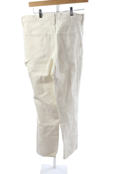 J Crew Women Ivory Straight Carpenter Jeans High Rise Tall Size 29