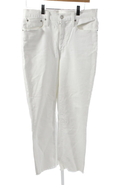 J Crew Women Cropped White Cotton High Rise Jeans Size 27