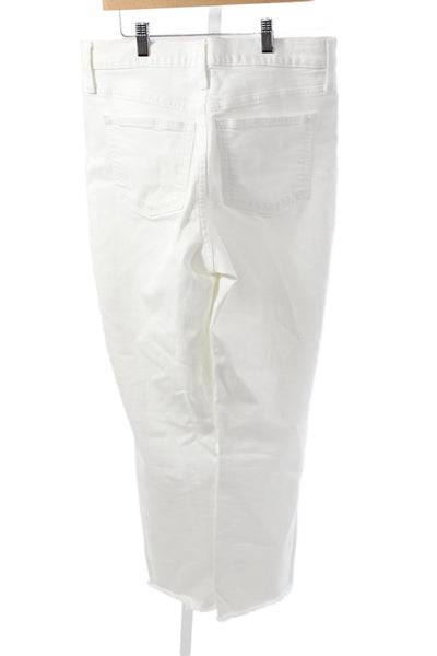 J Crew Women Cropped White Cotton High Rise Jeans Size 27