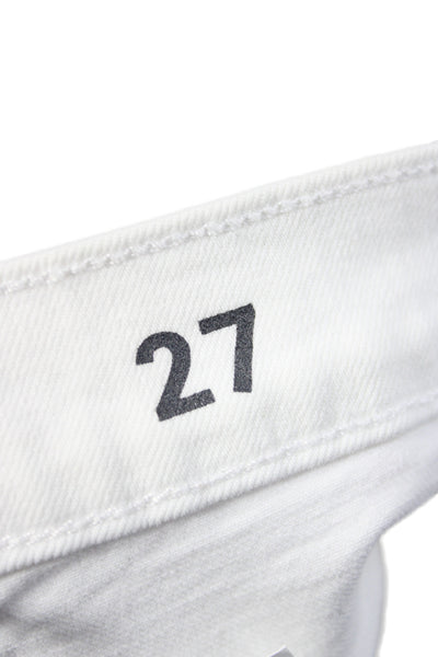 J Crew Women Cropped White Cotton High Rise Jeans Size 27