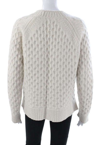 J Crew Womens Ivory 100% Cashmere Crewneck Pullover Sweater Size L
