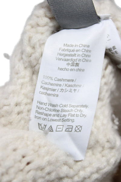 J Crew Womens Ivory 100% Cashmere Crewneck Pullover Sweater Size L