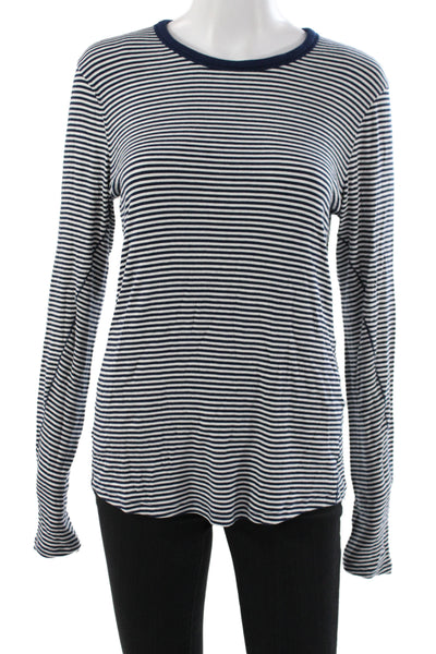 Lululemon Womens Blue Striped Crew Neck Long Sleeve T-Shirt Nautical Size 12