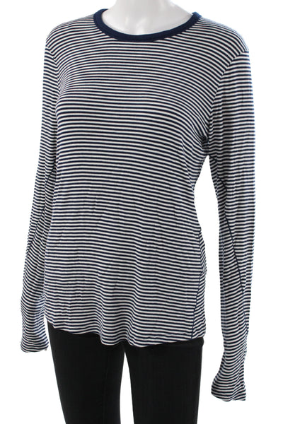Lululemon Womens Blue Striped Crew Neck Long Sleeve T-Shirt Nautical Size 12