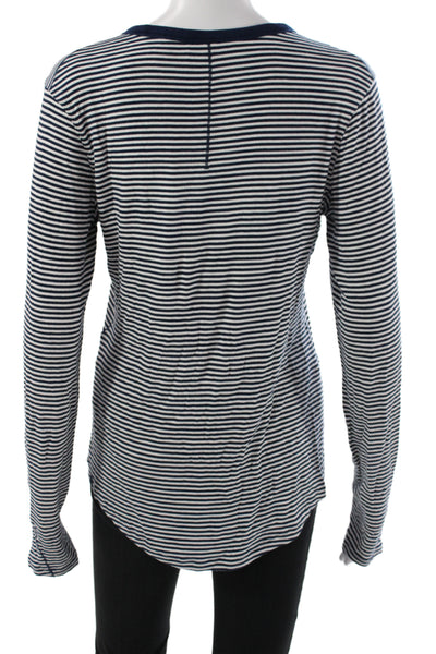 Lululemon Womens Blue Striped Crew Neck Long Sleeve T-Shirt Nautical Size 12
