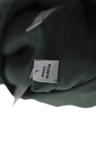 Equipment Femme Womens Green Silk Collared Button-Up Blouse Long Sleeve Size L