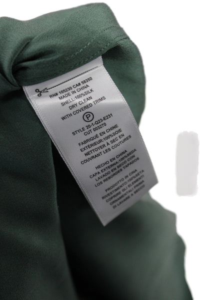 Equipment Femme Womens Green Silk Collared Button-Up Blouse Long Sleeve Size L