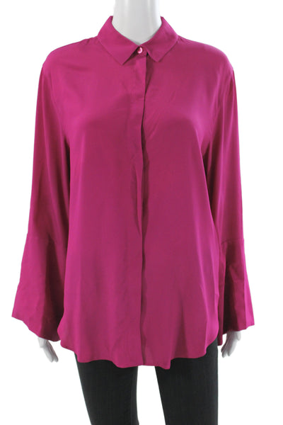Les Copains Women Basic Pink Collared Button Long Sleeve Blouse Size 44