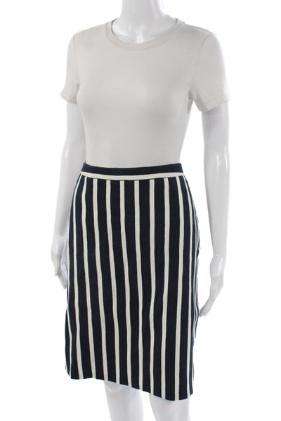 Gerard Darel Women Black Striped Pencil Skirt Knee Cotton Nautical Size 44