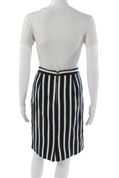 Gerard Darel Women Black Striped Pencil Skirt Knee Cotton Nautical Size 44