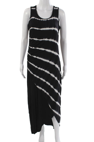 Leo & Ugo Women Black Striped Maxi Dress Sleeveless Scoop Neck Size 3