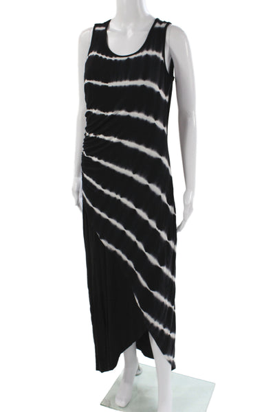 Leo & Ugo Women Black Striped Maxi Dress Sleeveless Scoop Neck Size 3