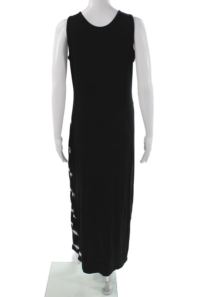 Leo & Ugo Women Black Striped Maxi Dress Sleeveless Scoop Neck Size 3