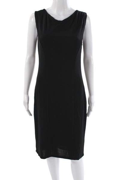 BASLER Women Sheath Dress Black Cowl Neck Sleeveless Zip Mid-Calf Size 38