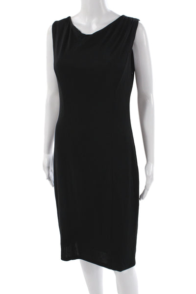 BASLER Women Sheath Dress Black Cowl Neck Sleeveless Zip Mid-Calf Size 38