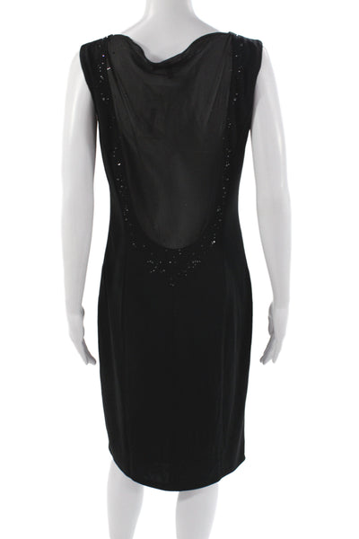 BASLER Women Sheath Dress Black Cowl Neck Sleeveless Zip Mid-Calf Size 38