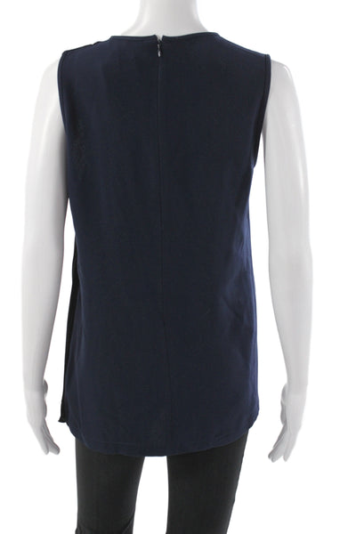 Gerard Darel Women Basic Sleeveless Tank Blue Round Neck Zip Size 36