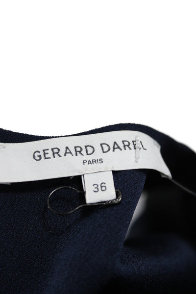 Gerard Darel Women Basic Sleeveless Tank Blue Round Neck Zip Size 36